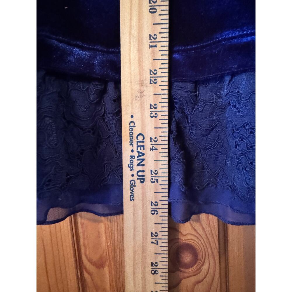 Sundance Royal Blue Velvet Lace Trim Long Sleeve Tunic Top Size S - Picture 5 of 5